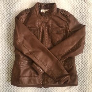 brown faux leather jacket